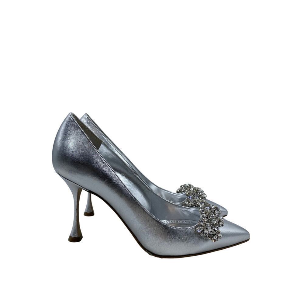 Manolo Blahnik silver metallic embellished pumps sz 10/40